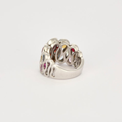 Bague 53.5 Bague or blanc TUTTI FRUTTI 58 Facettes LP1051/12