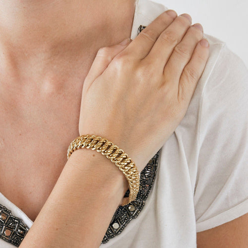 Bracelet Gourmette maille américaine or jaune 58 Facettes LP724