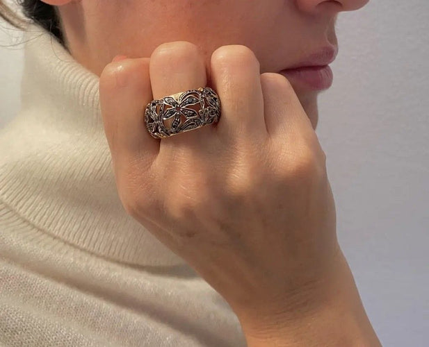 Bague 52 POMELLATO - Bague Arabesque en or rose et diamants 58 Facettes