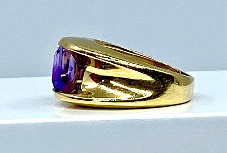 Bague 53 Bague or jaune améthyste carrée 58 Facettes AB341