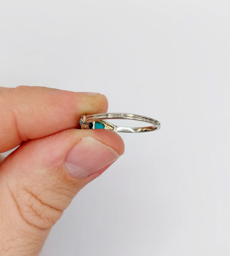 Kousenbandring art deco witgoud 18k natuurlijke saffier en turkoois (circa 1920) 