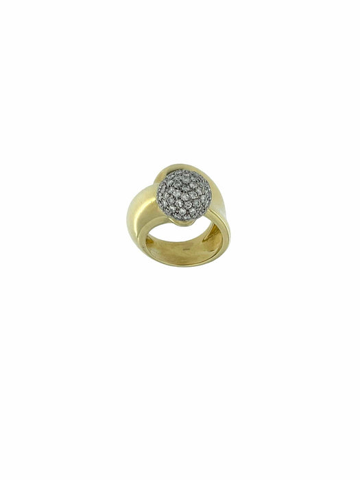 Bague 55.5 Bague rétro or jaune avec diamants 58 Facettes