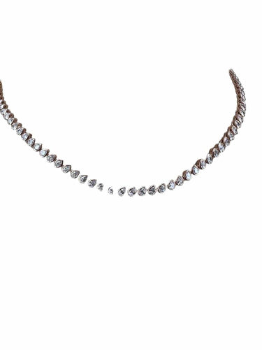 Collier Collier tennis en or rose avec diamants poires sertis clos 58 Facettes NECK-448