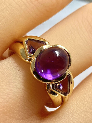 Bague 56 Bague or jaune améthystes 58 Facettes AB445