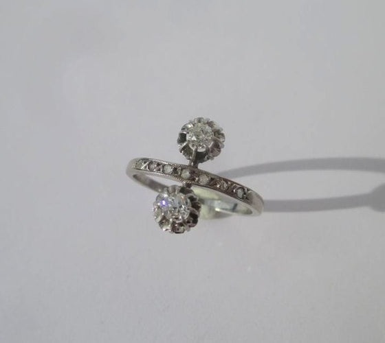 Bague 50 Bague Toi et Moi Belle Époque or blanc, platine, diamants 58 Facettes