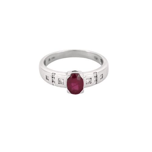 Bague 56,5 Bague or blanc, rubis et diamants 58 Facettes B250459