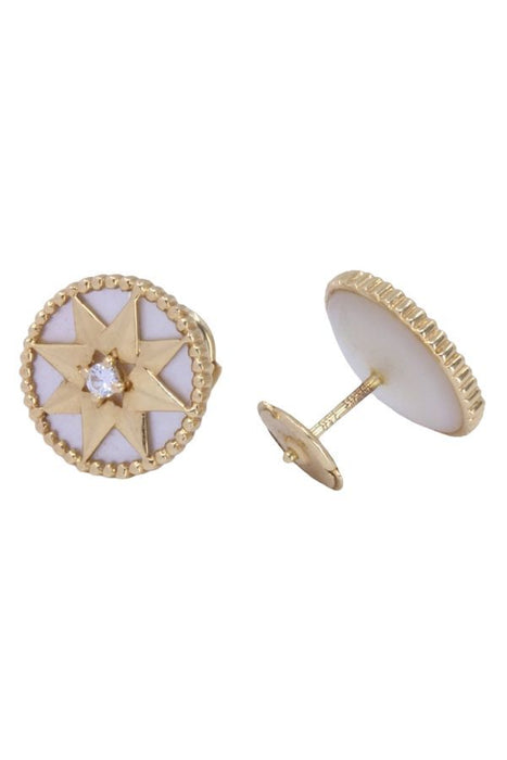 DIOR - EARRINGS "ROSE DES VENTS" YELLOW GOLD PEARL