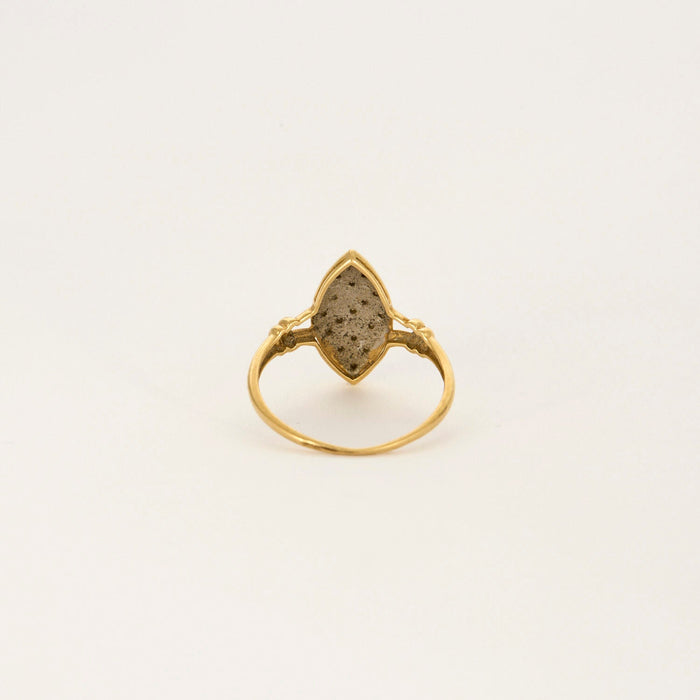 Yellow and white gold marquise ring with diamonds