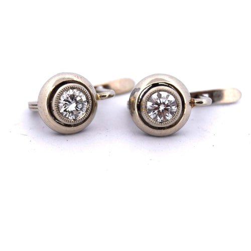 Boucles d'oreilles Boucles d'oreilles antiques en diamant - Or blanc 58 Facettes