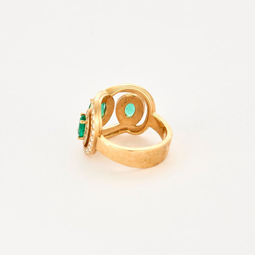 Bague 53 Bague "Livia" Or rose, Diamants et Emeraudes 58 Facettes