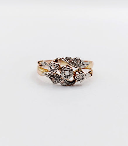Bague 51 Bague or rose, diamants taille rose (circa 1900) tourbillon 58 Facettes A06288