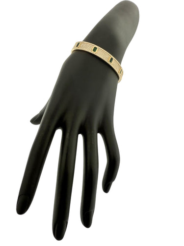 Bracelet Bracelet or jaune avec diamants et émeraudes 58 Facettes