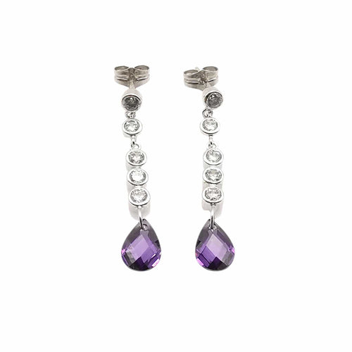 Boucles d'oreilles Boucles d'oreilles or blanc, améthystes & diamants 58 Facettes