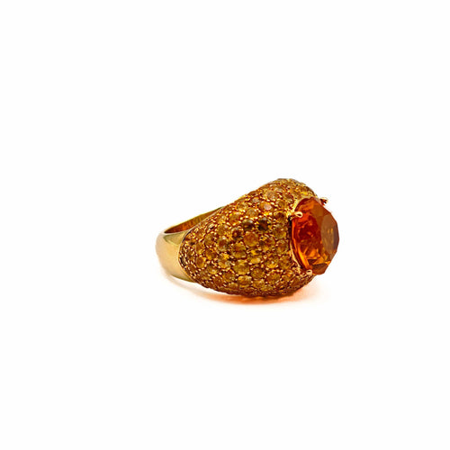 Bague Bague en or jaune, citrine, saphir et diamants 58 Facettes 21025983