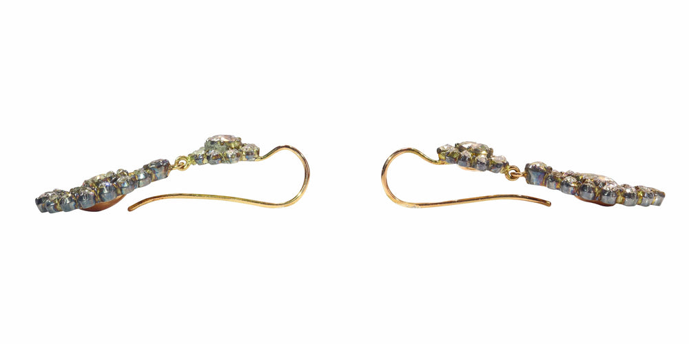 Boucles d'oreilles Haute Couture historique : boucles d'oreilles en diamant pré-victoriennes 58 Facettes 21345-0172