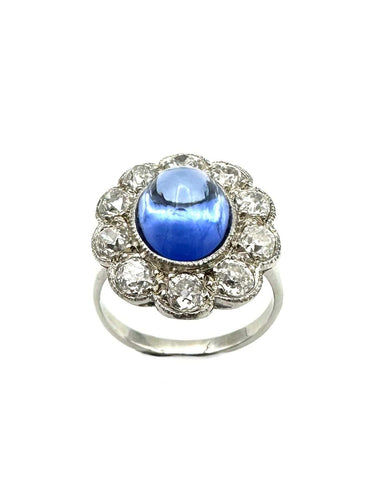 Bague Belle-Epoque en or blanc, saphir et diamants 58 Facettes