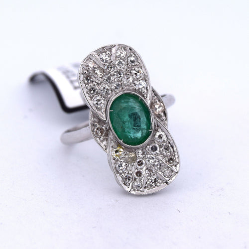 Bague 56 Bague Art Déco en or et émeraude 58 Facettes