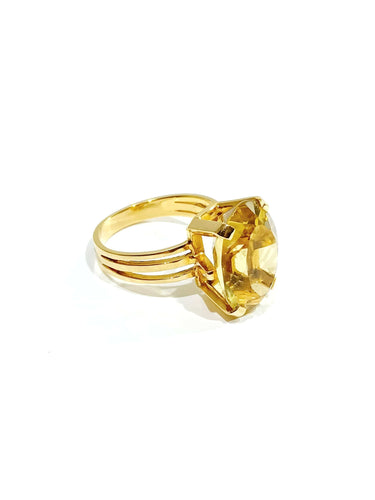 Bague 53.5 Bague Or rose et Citrine 58 Facettes