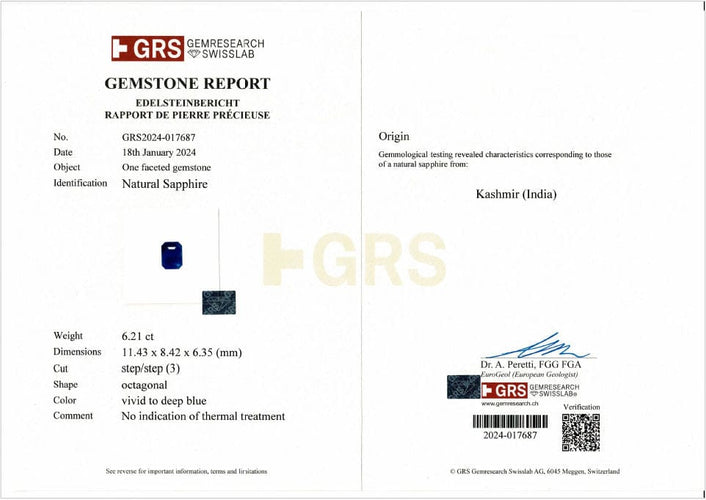 Gemstone Saphir Kasmir 58 Facettes