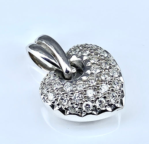 Pendentif Pendentif coeur or blanc 29 diamants 58 Facettes AB311