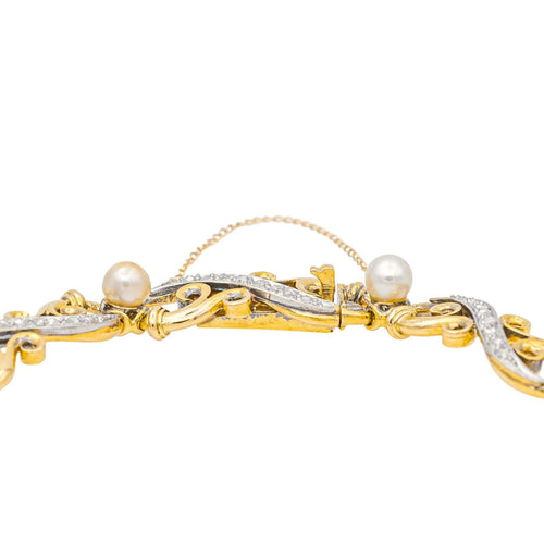 Bracelet Bracelet Or jaune, Or blanc Diamant, Perle fine 58 Facettes 3785178CN