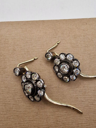 Boucles d'oreilles Boucles d'oreilles antiques en or, argent et diamants taille ancienne 58 Facettes