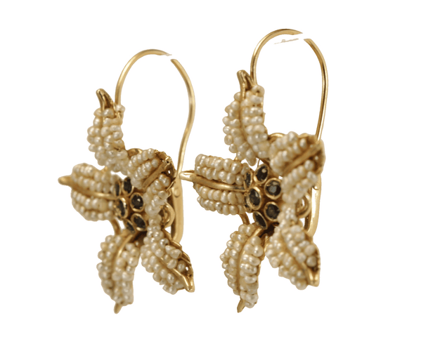 Boucles d'oreilles Boucles d'oreilles en or, perles et saphirs antiques 58 Facettes 7690