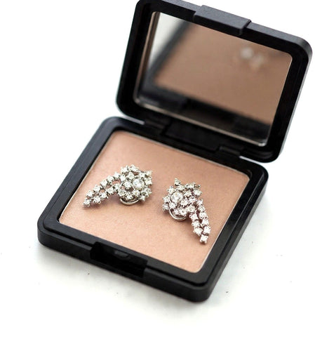 Boucles d'oreilles Orecchini en or blanc 18 kt et diamants 58 Facettes