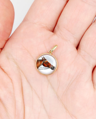 Pendentif Pendentif or jaune, cristal d'Essex tête de cheval (circa 1900) 58 Facettes A04957