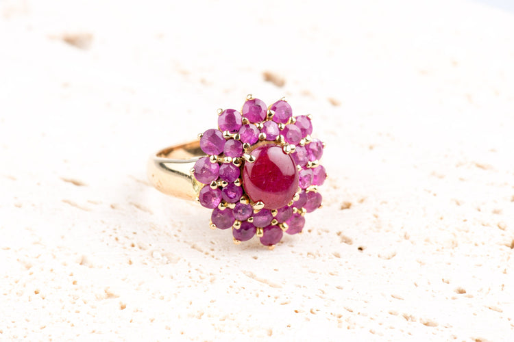 Bague 52 Bague fleur rubis 3,35 ct en or jaune 18K 58 Facettes BGRUBIOC583-107