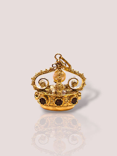 Guldfärgad charm med citriner och en pärla 