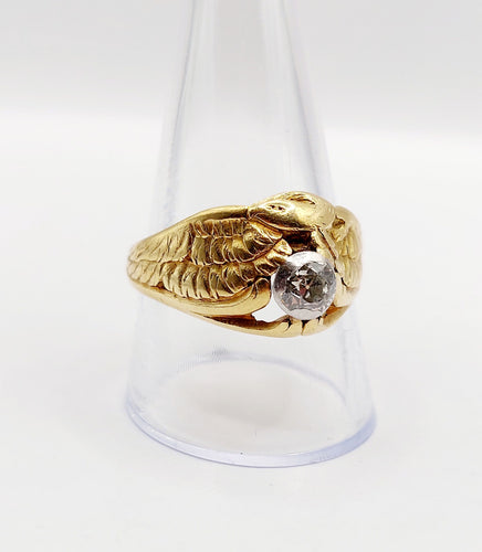 Bague 62.5 Bague chevalière chimère en or 18k et platine avec diamant taille ancienne 58 Facettes A06450