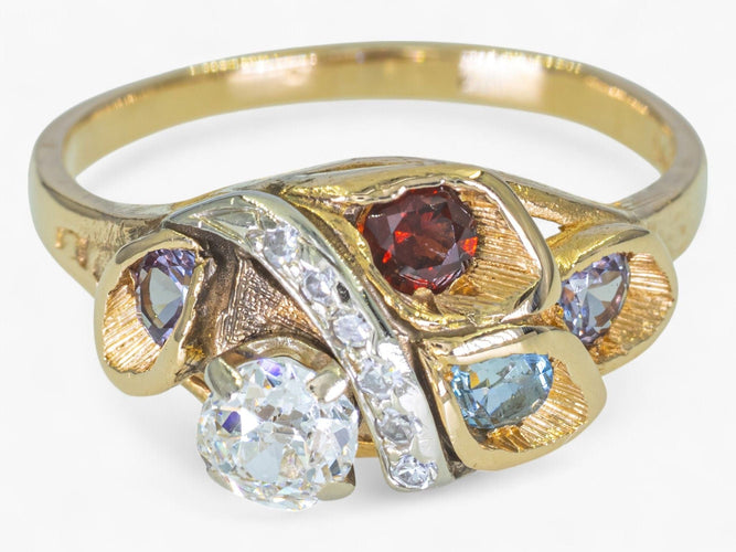 Bague 55 Bague diamants topazes 58 Facettes AM52