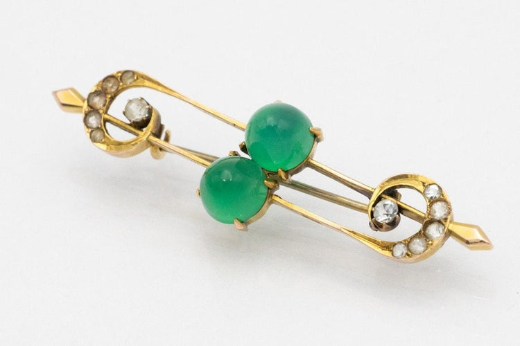 Broche Broche ancienne en or jaune avec agates vertes 58 Facettes HSK1