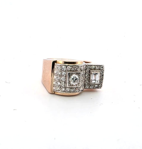 Bague 53 Anello vintage en or rose 18kt et diamants 58 Facettes