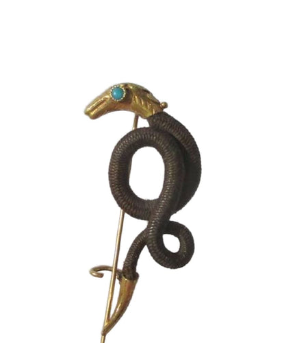 Broche Broche Serpent Cheveux or rose , turquoise XIXe siècle 58 Facettes