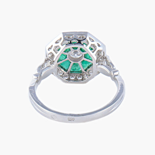 Styl pierścienia Art Deco Diamenty Szmaragdy