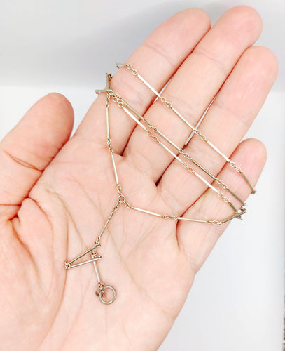 Collier Chaine sautoir antique or blanc à maille bâtonnets finement travaillés 58 Facettes A04836