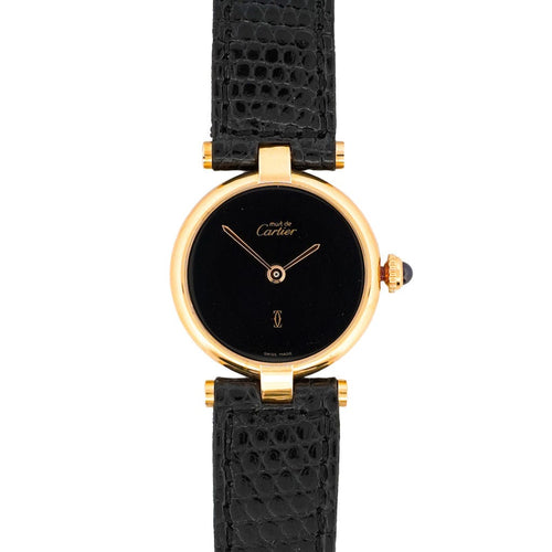 Bracelet CARTIER - Must Vendôme - Cadran noir uni - PM 58 Facettes