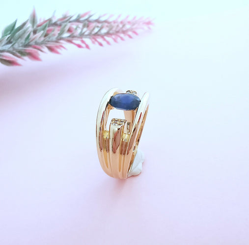 Bague 54 Bague or jaune saphir diamants 58 Facettes AA 1659