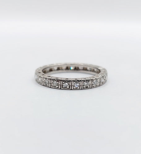 Bague 50.5 Alliance américaine art déco platine et diamants 58 Facettes A05316