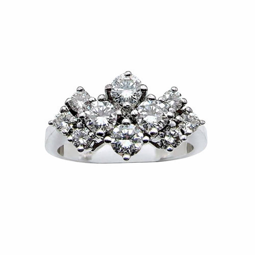 Bague 51 Bague en or blanc sertie de diamants – Modèle en grappe 58 Facettes 50406