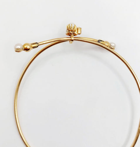 Bracelet Bracelet victorien ajustable or jaune, perles et diamant taille rose (circa 1900) 58 Facettes A05281