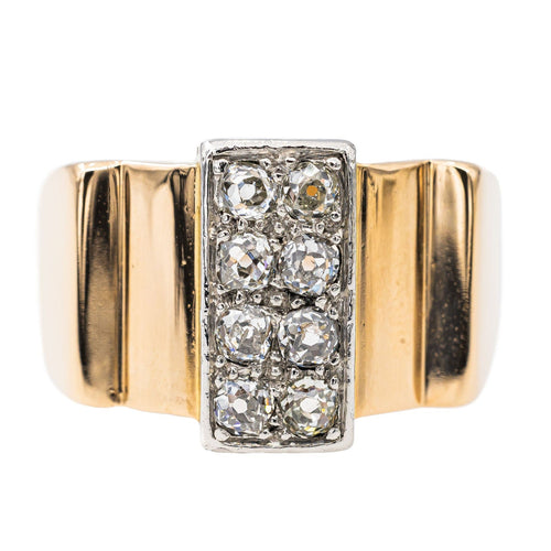 Bague 56.5 Bague Tank Or rose, Platine Diamant 58 Facettes 2850042CN