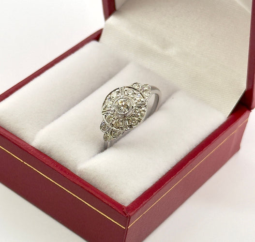 戒指 Art Deco 白金和钻石