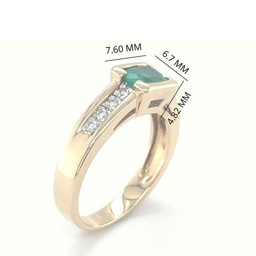 Prsten 54 Prsten od žutog zlata, ovalni smaragd i dijamanti 58 Facettes 7141