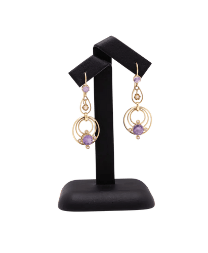 Øreringe Øreringe 18K gult guld Ametyst Perle 58 Facettes BO200126/TourbillonAmethyste/PHOTO