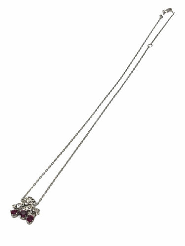 Collier or blanc rubis 1 ct et diamants 0,50 ct