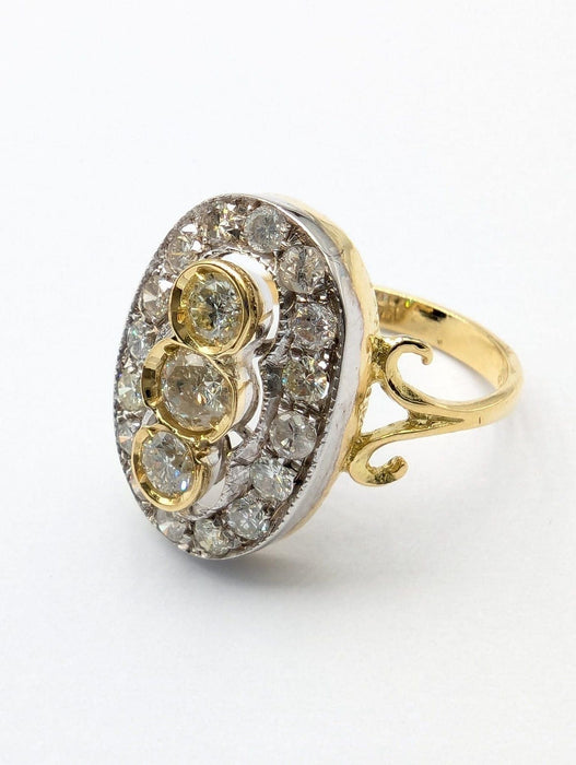 Bague 53 Bague en or jaune et blanc avec ancienne mine et huit huit diamants 58 Facettes