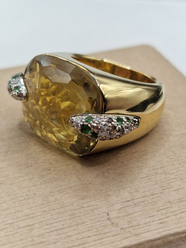 Bague 60 Pomellato - Bague Pin Up en or jaune 18 k, citrine, tsavorites et diamants 58 Facettes